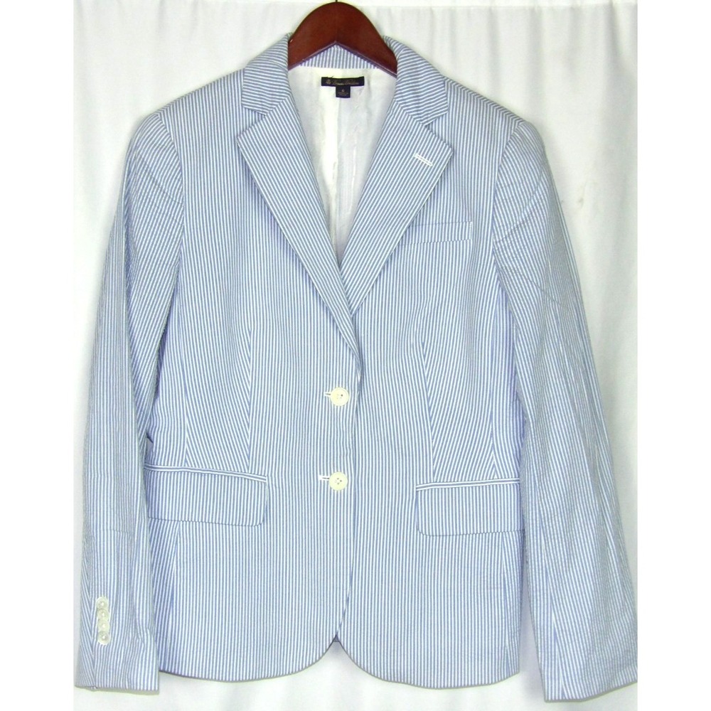 Brooks Brothers 2 Button Pin Striped Stretch Seersucker Office Blazer Women's 6